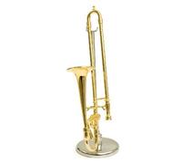 Miniature Trombone - Brass Golden Color - Decorative Music Item - Delivered with Its Box and Stand - Height 15 cms by Anne Fuzeau Création