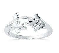 Miniblings Anillo Hai - Me Peces tiburón Buceo Playa depredador depredador marisco - para Tamano de Dedo 57mm
