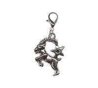 Miniblings Capricornio Charm estrella signo del zodiaco Horóscopo - Hecho a mano - Colgante plateado - Colgante para pulsera, 20mm, Metal Algodón