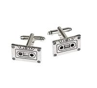 Miniblings Cinta de Cassette Gemelos Botones + Caja Mixtape DJ Music Band - joyería Gemelos Gemelos Botones de la Camisa de los Hombres de Que la Caja de Madera incluida