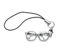 Miniblings Colgante para gafas, diseño de nerd de lectura, color plateado, hecho a mano, joyería de moda con colgante para teléfono celular, 31mm, Metal, desconocido