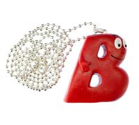 Miniblings Collar de letras - Cadena B Barbapapa 80 cm letra primer nombre Las iniciales ABC Barbamama Red - Joyas hechas a mano, 45mm, Plata esterlina Caucho Metal, Plata 1