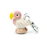 Miniblings Flamingo Charm Colgante Niños Cerámica Perla Tropical Hecho a Mano - Bisutería I Colgante Plateado - Colgante para Pulsera - Colgante para Pulsera, 17mm, Cerámica