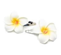 Miniblings Frangipani - Horquillas para el pelo con diseño de flores hawaianas para surf y vacaciones - Joyería de moda hecha a mano | Horquillas para el pelo, 65mm, metal, textil, desconocido