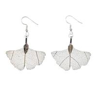 Miniblings Ginko Esqueleto de la hoja pendientes de hoja de Ginkgo percha arbol Naturaleza de China - joyería de plata hecha a mano de la manera plateo los pendientes del I