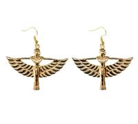 Miniblings Isis Pendientes Miniblings Egipto alas Diosa Egipto Renacimiento Oro XL - Handmade Modeschmuck I Ohrstecker, 54 x 38mm, Metal Algodón