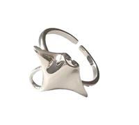 Miniblings Manta Rayas Sonar - Me Peces Manta Raya Peces cartiginosos del Salto del marde Ley 925 - Anillo joyeríamanera Hecha a Manoel Motivo deel Tamano de uno Ajustable