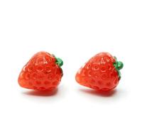 Miniblings Pendientes de fresa, diseño de fruta, verano, jardín, bayas silvestres, para niños, hecho a mano, joyería de moda, 13mm, Plástico, desconocido
