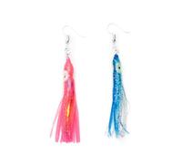 Miniblings Pendientes de sepia con colgante de medusas, pulpo, goo divertido, con purpurina, hechos a mano, joyería de moda, pendientes chapados en plata, 70mm, Goma, desconocido