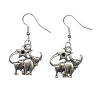 Miniblings Pendientes de Tauro con signo del zodiaco, astrología, estrella, hechos a mano, pendientes plateados, 20mm, Algodón