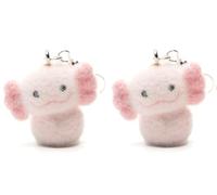 Miniblings Pendientes esponjosos de ajolote para niños, con colgante de acuario flocado, hecho a mano, joyería de moda, pendientes colgantes chapados en plata, 25mm, Plástico, flocado, desconocido
