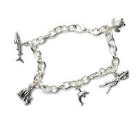 Miniblings Pulsera de buceo, tortuga, delfín, buceador, tiburón, pulpo, bisutería hecha a mano, para mujer y niña, 12-27mm, Metal