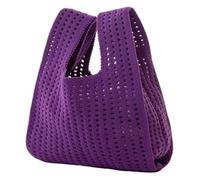 Minibolso de Punto Hecho a Mano for Mujer | Bolso Tote de Cuadros con Rayas de Colores | Bolso Informal de muñeca for Estudiantes | Bolsa de Compras Reutilizable(Purple)