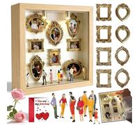 Minicaja de Silueta de Museo DIY, Kit de Marco de Sombra con Luces, Celebra Tus Recuerdos Únicos con Estilo, con Figuras en Miniatura, Regalo para Novio O Novia Wood