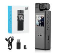 Minicámara corporal de 64 GB con audio y pantalla IPS de 1,3 pulgadas, cámara de bolsillo, cámara de visión nocturna FHD 1080P, batería integrada de 1200 mAh, cámara de cuerpo de policía con lente