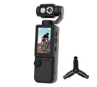 Minicámara de acción Q8 4K UHD, Lente giratoria con estabilizador de cardán de 3 Ejes, videocámara portátil de Mano con batería de 2000 mAh, Seguimiento Facial,Black-135 * 45 * 29mm