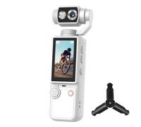 Minicámara de acción Q8 4K UHD, Lente giratoria con estabilizador de cardán de 3 Ejes, videocámara portátil de Mano con batería de 2000 mAh, Seguimiento Facial,White-135 * 45 * 29mm