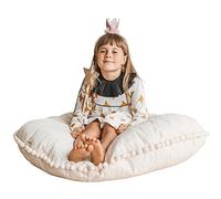 MINICAMP Cojines Grandes para Niños - Puff Ultra Esponjoso c/Relleno y Funda Lavable - Bonito Sofá Suelo, Cojín de Lectura p/Niños y Adolescentes - 100% Algodón - 100 cm Ancho! (Beige)