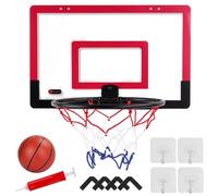Minicanasta de baloncesto interactiva sin taladrar directamente en la | Canasta de baloncesto al aire libre para niños, para exteriores, preescolar, sala de juegos, aula, cumpleaños, color rojo