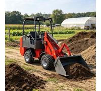 Minicargadora eléctrica, compacta, tractor de jardín, cargadoras de ruedas delanteras con cubo ancho para manejo de materiales, paisajismo y trabajos de construcción