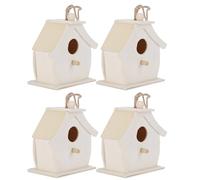 Minicasa para Pájaros de para Pintar, 4 Uds., 2,8 "y 7cm de Alto, Sin Terminar, con Cordones Colgantes, Decoración de Escritorio y Colgante