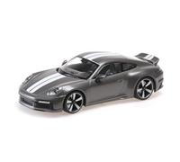 Minichamps 155062002 Porsch. 911 (992) Sport Classic Grey Metallic 2022 with Stripe - Escala 1/18 - Coche en Miniatura