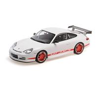 Minichamps 155062020 - Porsch. 911 GT3 RS White with Red Stripes 2002 - Escala 1/18 - Coche en Miniatura