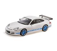 Minichamps 155062021 - Porsch. 911 GT3 RS White with Blue Stripes 2002 - Escala 1/18 - Coche en Miniatura