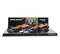 Minichamps 532210304 1:43 2 Set-Mclaren F1 Team MCL35M-1-2 Finish Ricciardo/Norris-Italian GP 2021 Coche en Miniatura Coleccionable, Multicolor