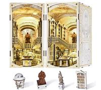 MiniCity Book Nook Kit, DIY Miniature Dollhouse Booknook Kit, Puzle de Madera 3D, sujetalibros, estantería para Insertar decoración con luz LED para Adolescentes y Adultos (Biblioteca de Gods)