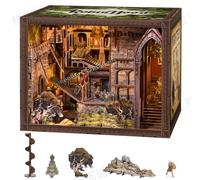 MiniCity Book Nook Robin Hood - Juego de construcción en miniatura con luz LED y funda antipolvo