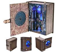 MiniCity Kit de libro Nook con placa protectora contra el polvo, miniatura de casas de muñecas, decoración de libros, esquina, casas de Booknook, maquetas con luces LED (círculo de magia)
