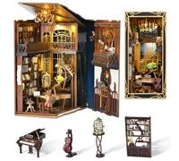 MiniCity Kit de manualidades Rincón del libro, kit de miniatura para casa de muñecas Booknook, insertar estantería de libros con rompecabezas de madera 3D, decoración para jóvenes y adultos (Pianista