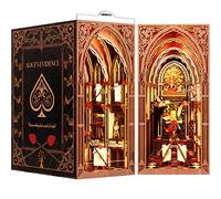 MiniCity Kit de Rincón de Libros, Kit de Casa de Muñecas en Miniatura DIY, 3D Plus Rompecabezas de Madera Estante de Libros Decorativo con Luz LED para Adultos, Alicia en el País de las Maravillas
