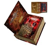 MiniCity The Sword of Fire - Kit de rincón de libros para adultos, kit de | Una miniatura en forma de libro de 255 piezas con un pasillo iluminado con brasas, rompecabezas de madera 3D con pegamento