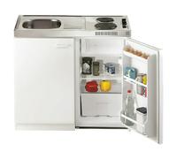 Minicocina Pantry100 (Ancho: 100 cm, Blanco, Con encimera Duo y nevera)