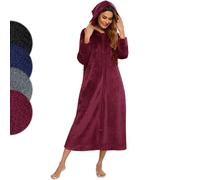 Minicoco Bata de baño con capucha de forro polar para mujer, con cremallera, súper suave y esponjosa, bata de baño con capucha para mujer, casaca de franela gruesa para mujer, cálida y esponjosa con