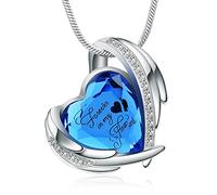 Minicremación Joyas de cremación para colgante de cenizas - Collar de urna de corazón de cristal con mini urna de recuerdo Joyas de cenizas conmemorativas