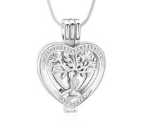 Minicremation Collar con colgante de urna de corazón de cristal para mujer, diseño de árbol de la vida, colgante para cenizas de un ser querido, para funerario, conmemorativo, collar para cenizas