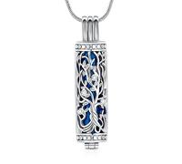 Minicremation Collar con Colgante de urna de cremación con Vial cilíndrico Hueco, urna de Recuerdo, joyería de cremación, medallones conmemorativos para Cenizas para Mujeres y Hombres, Acero