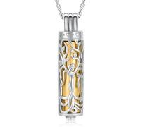 Minicremation Collar de urna cilíndrica para cenizas, árbol de la vida, joyería de cremación, colgante de vial cilíndrico hueco, joyería conmemorativa para hombres y mujeres, Acero inoxidable, No es