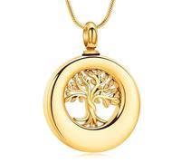 Minicremation Collar de urna de árbol de la vida para cenizas, de acero inoxidable, círculo de la vida, eternidad, funeral, recuerdo, urna de recuerdo, colgante para cenizas, Acero inoxidable, No es