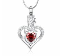 Minicremation Collar de urna de corazón para mujer, joyería de cremación infinitamente, joyería de cremación con cristales de piedra natal, colgante conmemorativo de cenizas, Acero inoxidable, Circón