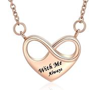 Minicremation Collar de urna de cremación infinito para cenizas, collar de cenizas de corazón para mujeres y hombres, grabado conmigo siempre, recuerdo funerario, colgante de cenizas, Acero inoxidable