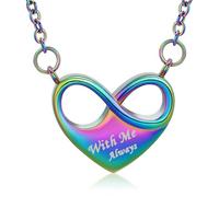 Minicremation Collar de urna de cremación infinito para cenizas, collar de cenizas de corazón para mujeres y hombres, grabado conmigo siempre, recuerdo funerario, colgante de cenizas, Acero inoxidable