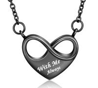 Minicremation Collar de urna de cremación infinito para cenizas, collar de cenizas de corazón para mujeres y hombres, grabado conmigo siempre, recuerdo funerario, colgante de cenizas, Acero inoxidable