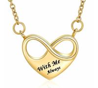 Minicremation Collar de urna de cremación infinito para cenizas, collar de cenizas de corazón para mujeres y hombres, grabado conmigo siempre, recuerdo funerario, colgante de cenizas, Acero inoxidable