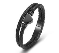 Minicremation Cremación Joyería para cenizas Urna Cierre de cuentas de cuero de vaca de múltiples capas trenzado Urna pulsera para los hombres las mujeres