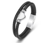 Minicremation Cremación Joyería para cenizas Urna Cierre de cuentas de cuero de vaca de múltiples capas trenzado Urna pulsera para los hombres las mujeres