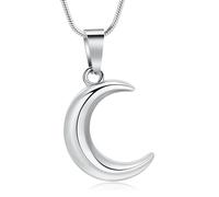 Minicremation Joyería de cremación para cenizas, colgante de urna de luna de acero inoxidable, recuerdo funerario, collar de cenizas de seres queridos con herramienta de relleno, Acero inoxidable, No